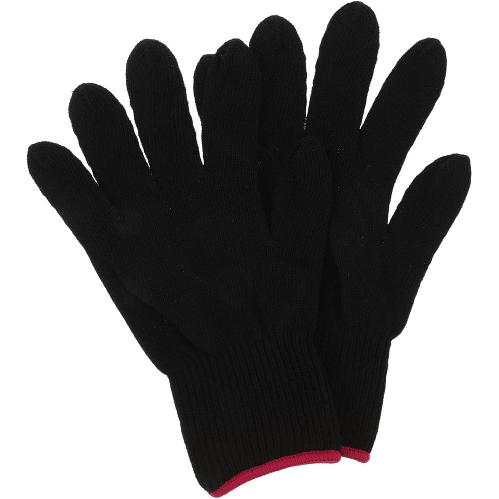Ipetboom heat resistant gloves for hair styling front view showing black knitted material.