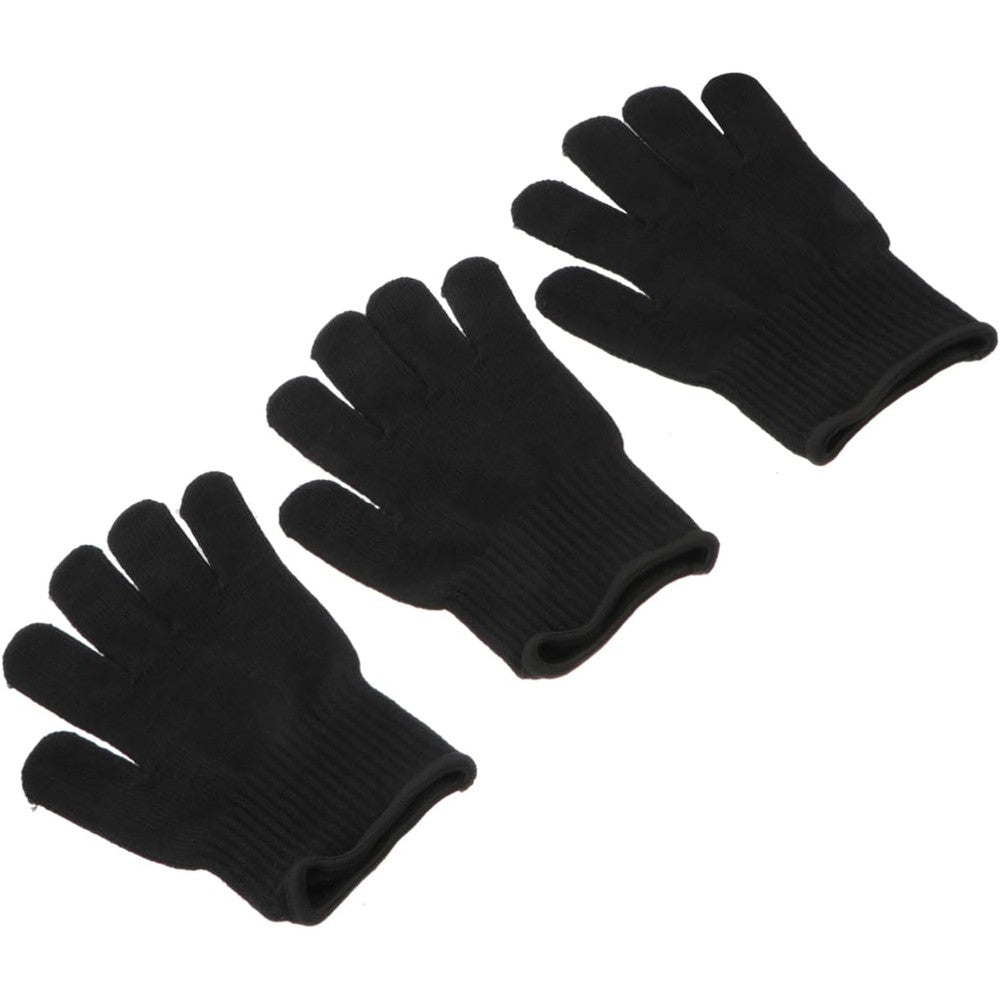 Ipetboom professional hair styling gloves front view showing black cotton knit material