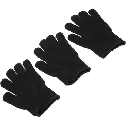 Ipetboom professional hair styling gloves front view showing black cotton knit material