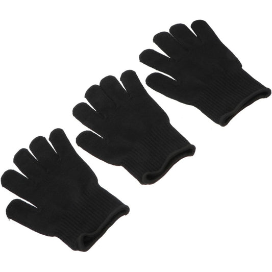 Ipetboom professional hair styling gloves front view showing black cotton knit material