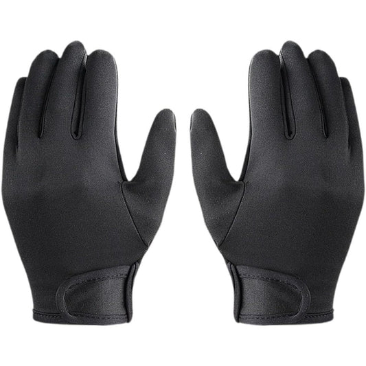 GZBMEZS Pistro heat resistant hairdressing gloves front view displaying the premium black five finger design