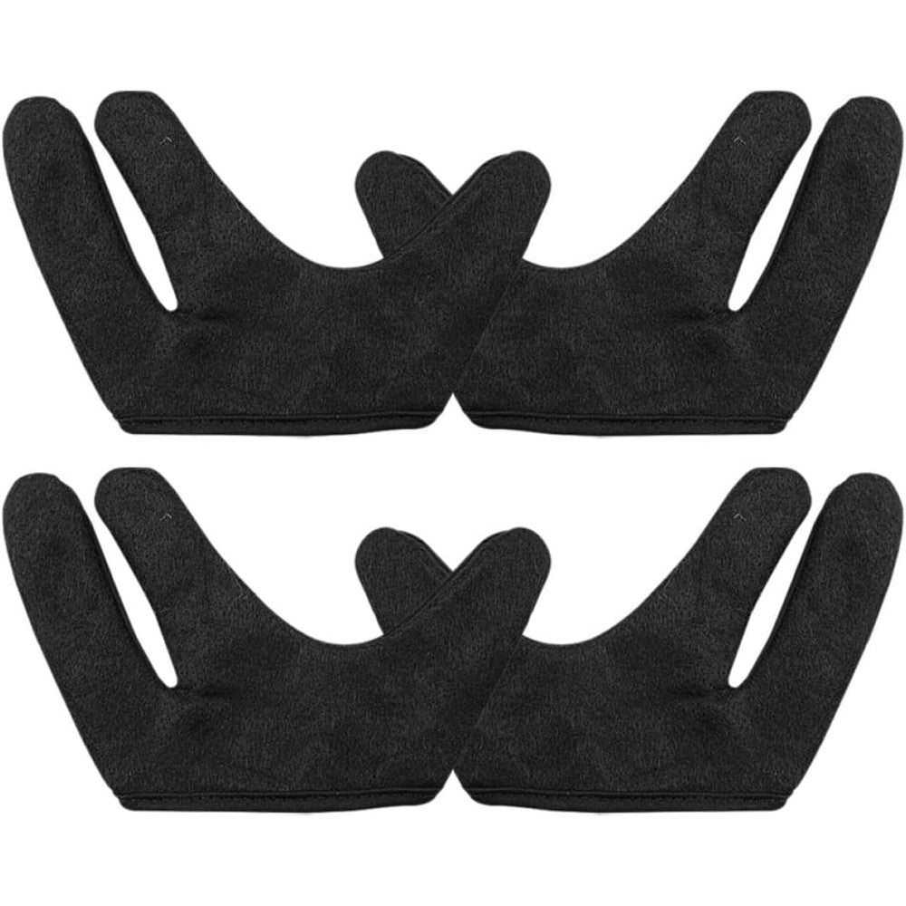 Milaget heat resistant hair styling gloves four piece set front view showing black three finger thermal insulation design.