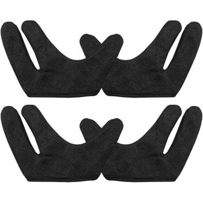 Milaget heat resistant hair styling gloves four piece set front view showing black three finger thermal insulation design.