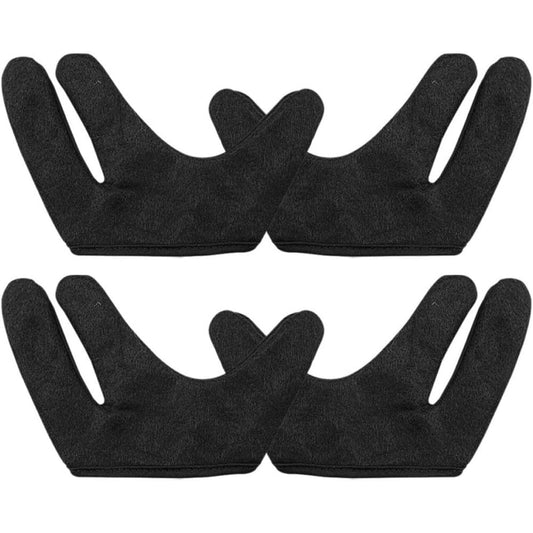 Milaget heat resistant hair styling gloves four piece set front view showing black three finger thermal insulation design.