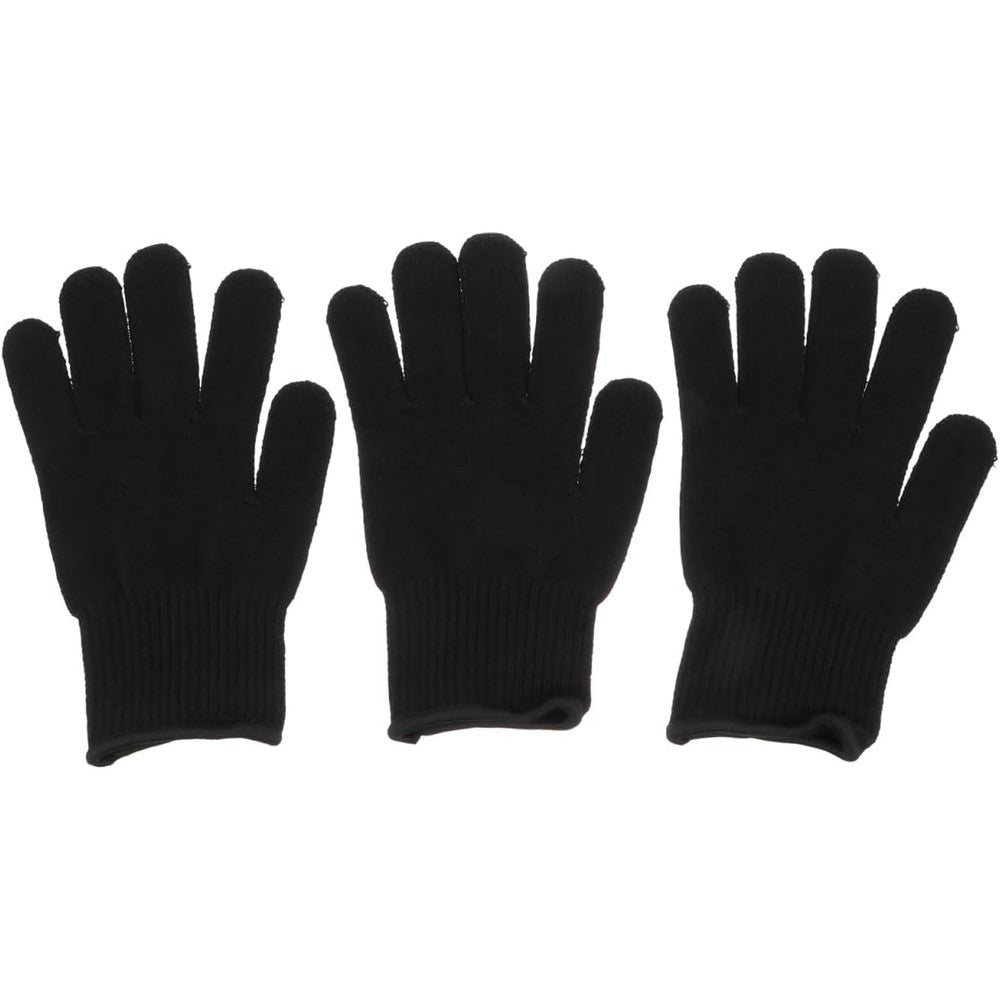 MERRYHAPY Heat Resistant Gloves three pack front view showing premium black cotton styling mitts.