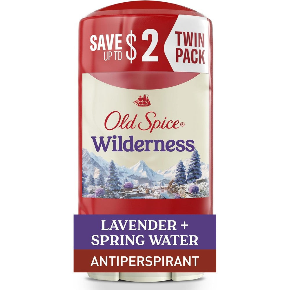 Old Spice Dry Feel Antiperspirant Deodorant Wilderness twin pack front view
