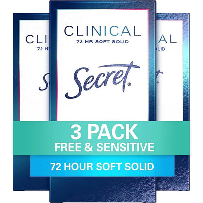 Secret Clinical Strength Soft Solid Free and Sensitive packaging front view