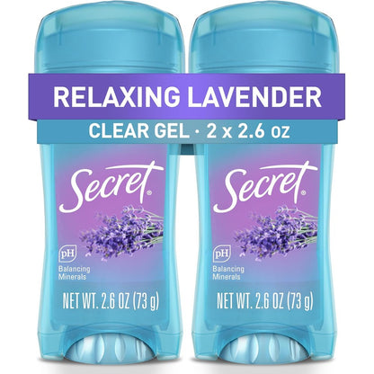 Secret Fresh clear gel lavender antiperspirant deodorant twin pack front view