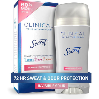 Secret Clinical Strength Antiperspirant Deodorant front view of 2.6 Ounce packaging