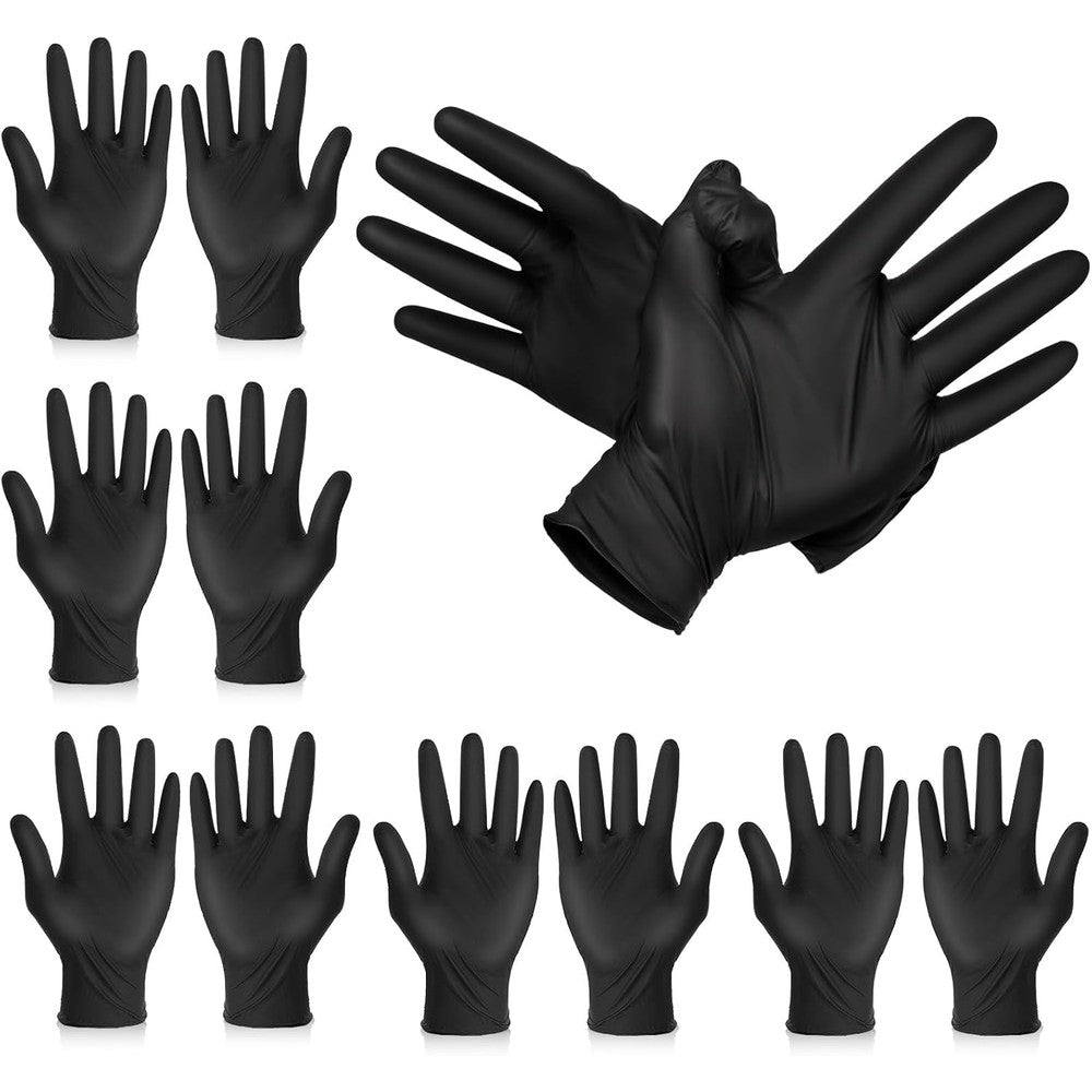 Bruislard reusable hair dye gloves front view of five pairs black salon gloves