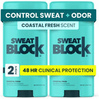 SweatBlock clinical strength deodorant antiperspirant front view packaging
