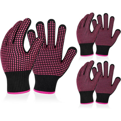 Zelphvt heat resistant curling iron gloves front view showing silicone bumps