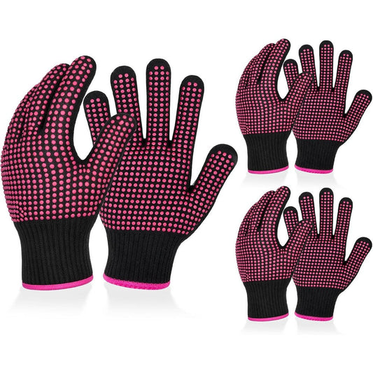 Zelphvt heat resistant curling iron gloves front view showing silicone bumps
