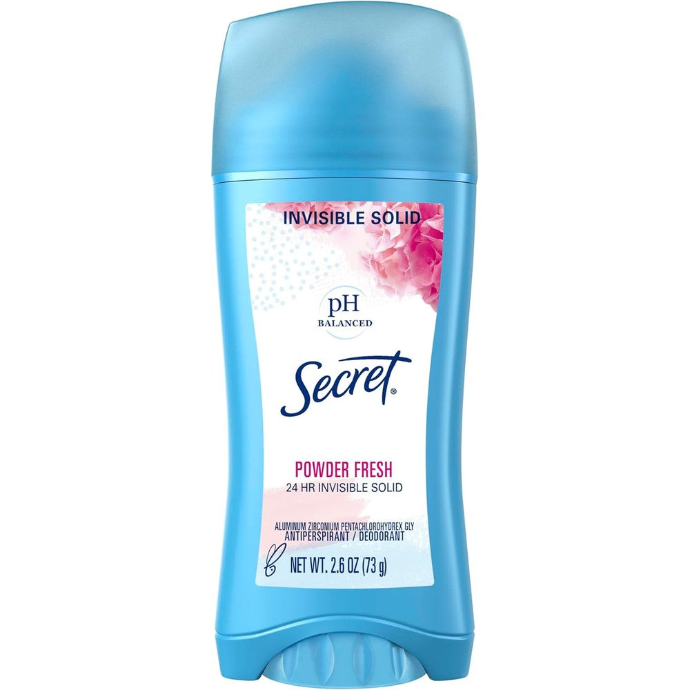 Secret Invisible Solid Antiperspirant and Deodorant front view showing Powder Fresh packaging