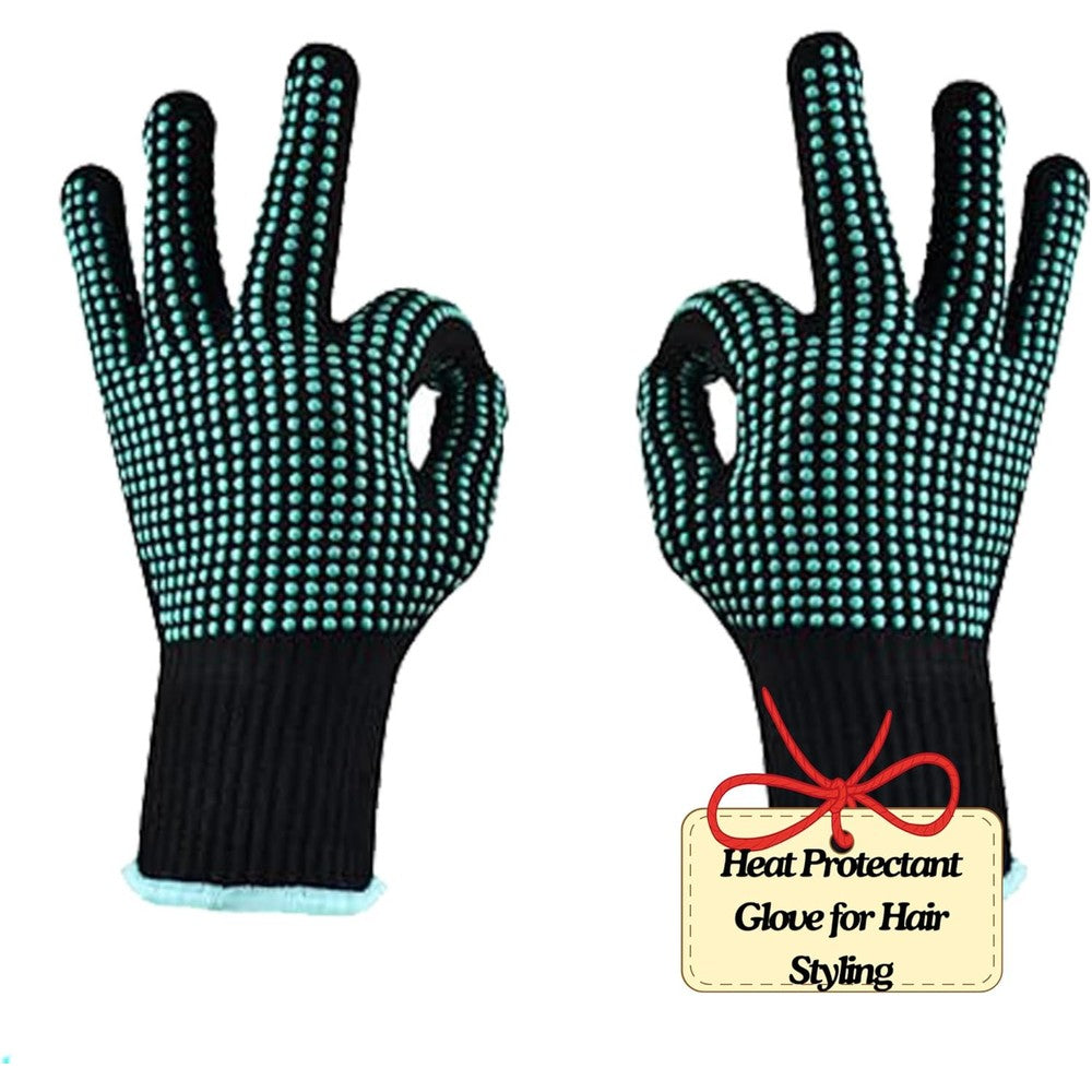 IYASA Heat Resistant Gloves blue two piece front view for safe hair styling