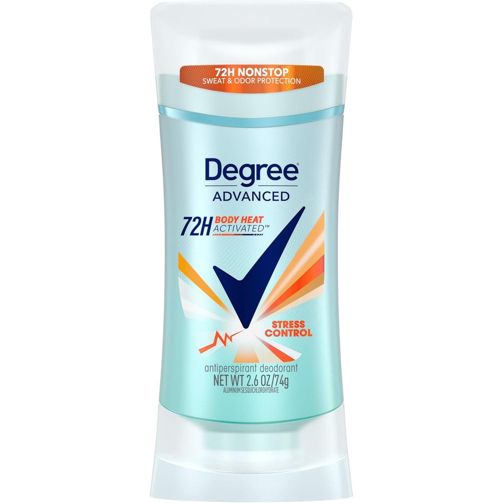 Unilever Degree Women Stress Control Antiperspirant Deodorant Stick front view for sweat protection.