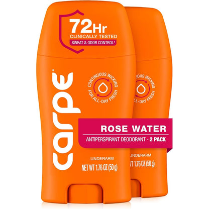 Carpe Underarm Antiperspirant for Women Rose Water front view packaging