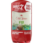 Old Spice Fiji Antiperspirant Deodorant front view showing brand and twin pack packaging.