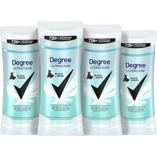 Degree Women UltraClear Black White Antiperspirant Deodorant Stick 4 Pack front view