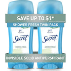 Secret original shower fresh invisible solid antiperspirant front view twin pack