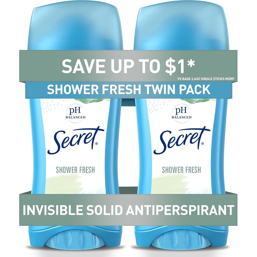 Secret original shower fresh invisible solid antiperspirant front view twin pack