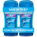 Secret Outlast clear gel antiperspirant twin pack front view