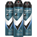 Degree Men UltraClear Black And White Dry Spray Deodorant front view pack of three