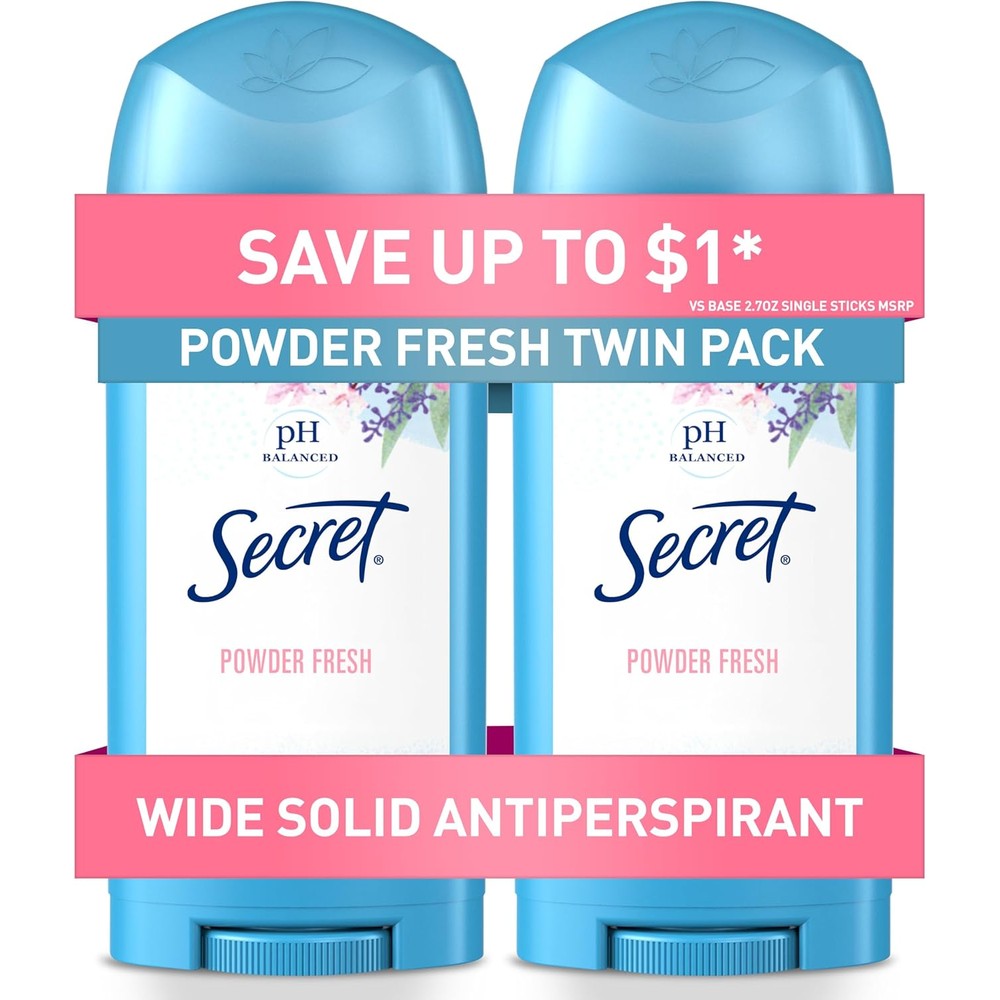 Secret Antiperspirant and Deodorant for Women Powder Fresh twin pack front view