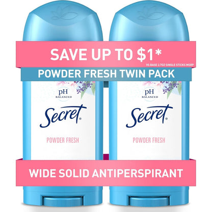 Secret Antiperspirant and Deodorant for Women Powder Fresh twin pack front view