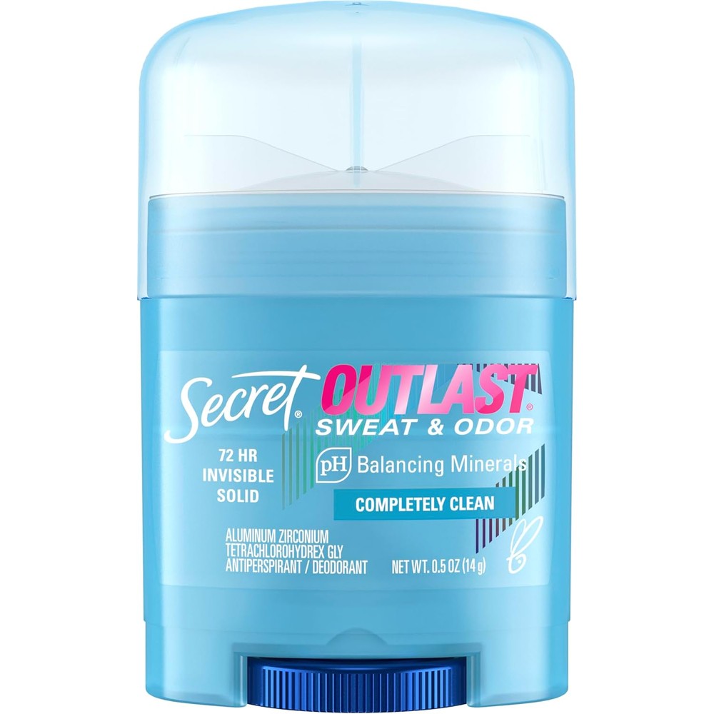 Secret Outlast Invisible Solid Antiperspirant and Deodorant Completely Clean front view travel size stick