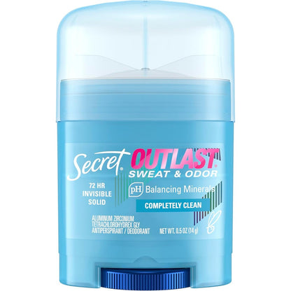 Secret Outlast Invisible Solid Antiperspirant and Deodorant Completely Clean front view travel size stick