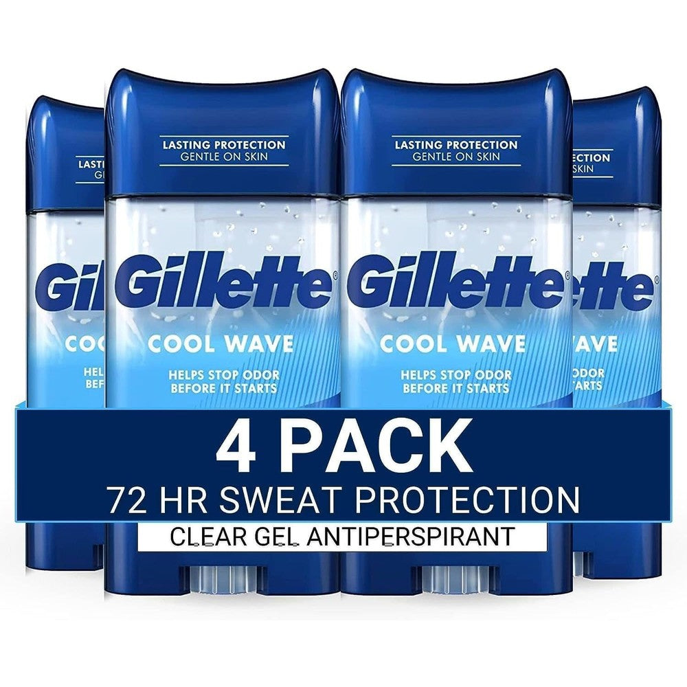 Gillette Antiperspirant Clear Gel Cool Wave front view pack of four