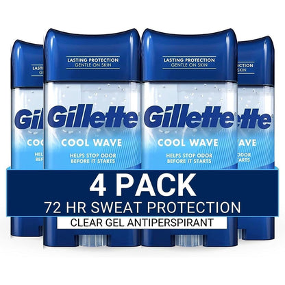 Gillette Antiperspirant Clear Gel Cool Wave front view pack of four