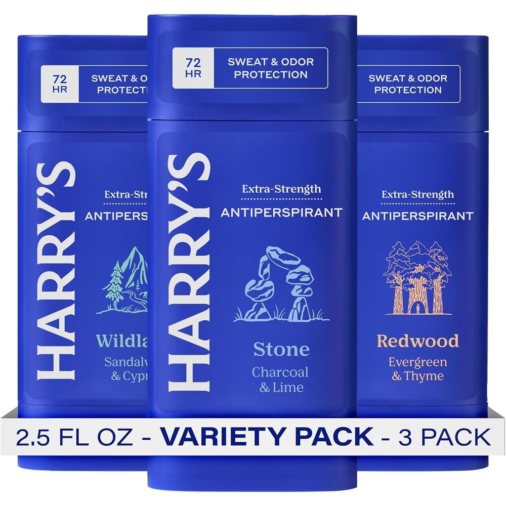 Harry's Extra Strength Antiperspirant Deodorant Variety Pack front view showing three sticks