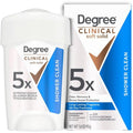 Degree Women Clinical Strength Antiperspirant Deodorant Shower Clean front view showing 96 hour protection label