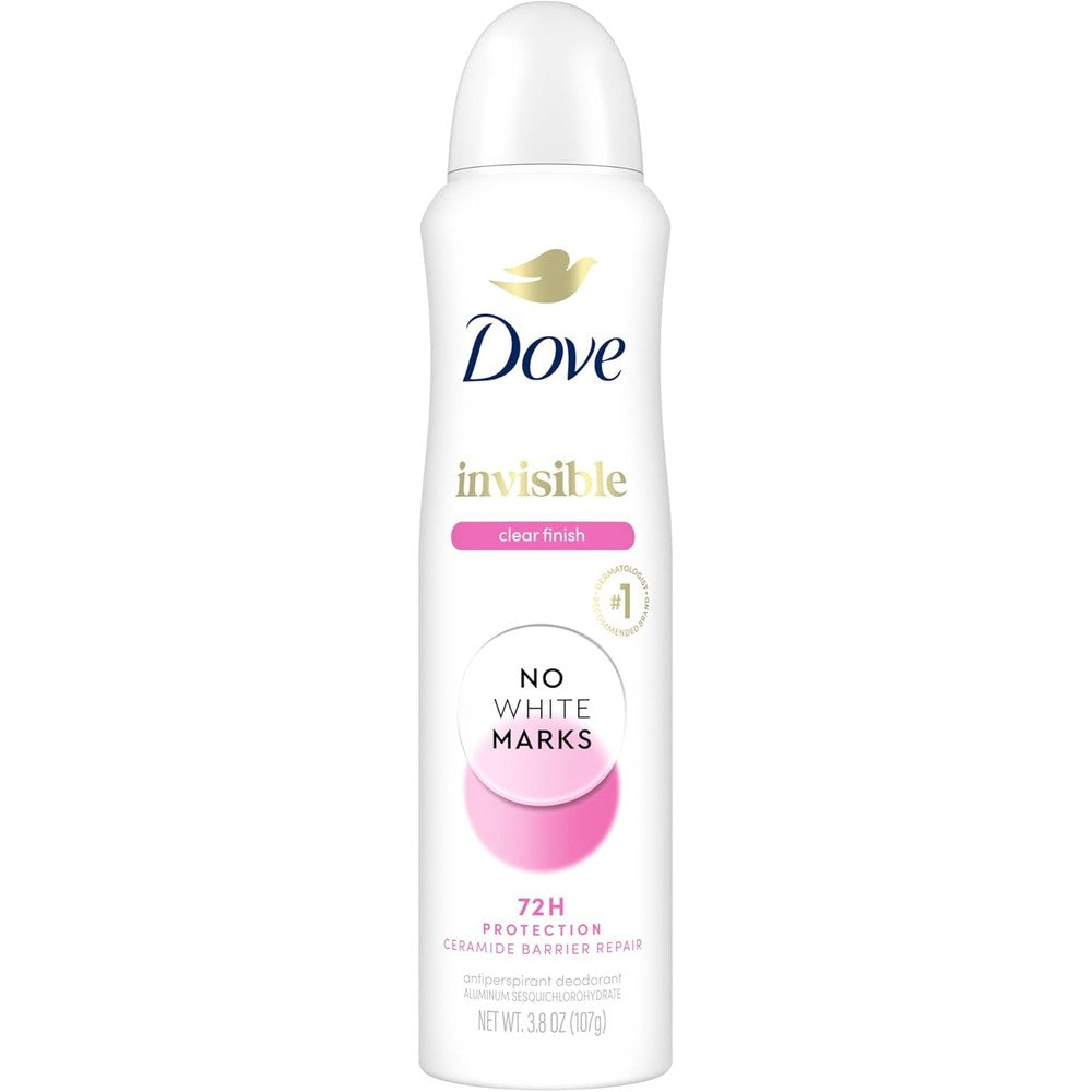 Dove Advanced Care Clear Finish Antiperspirant Dry Spray front view showing packaging details