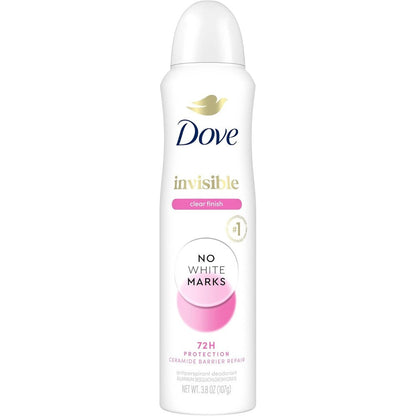 Dove Advanced Care Clear Finish Antiperspirant Dry Spray front view showing packaging details