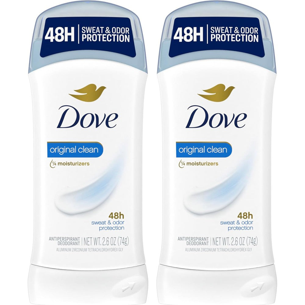 Dove invisible solid antiperspirant deodorant stick 2 count front view showing original clean packaging
