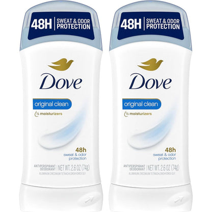 Dove invisible solid antiperspirant deodorant stick 2 count front view showing original clean packaging