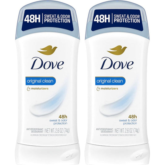 Dove invisible solid antiperspirant deodorant stick 2 count front view showing original clean packaging