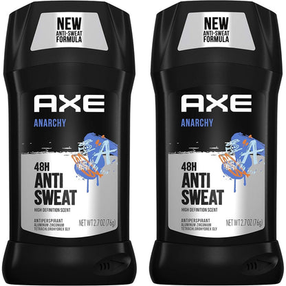 AXE Antiperspirant Deodorant Stick Anarchy For Him two pack front view premium mens grooming
