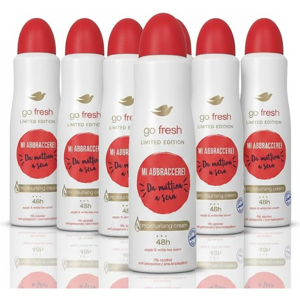 Dove Apple And White Tea Antiperspirant Body Spray Front View Pack Of Six