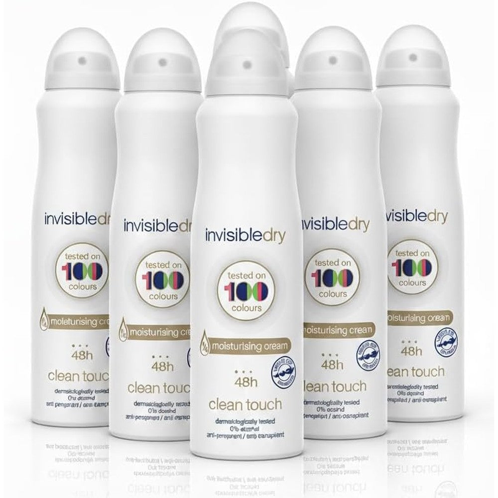 Dove Invisible Dry body spray front view showcasing the 250 milliliter multi-pack.