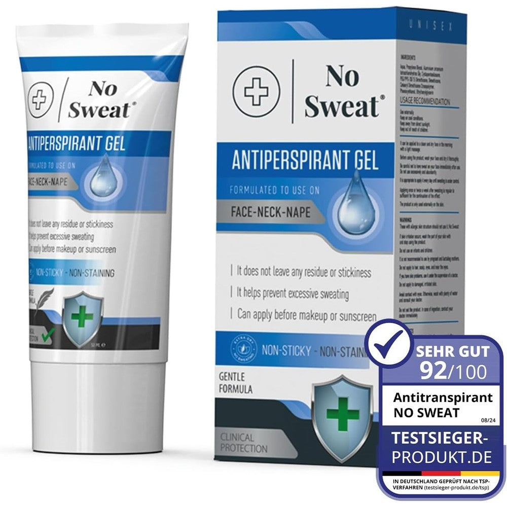No Sweat Antiperspirant Gel front view packaging bottle 50 milliliters