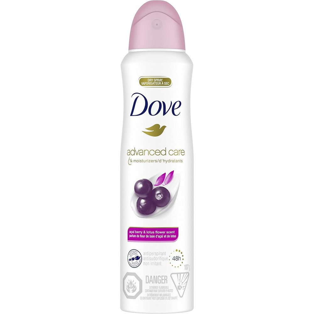 Dove Advanced Care acai berry lotus flower dry spray front view cosmetic