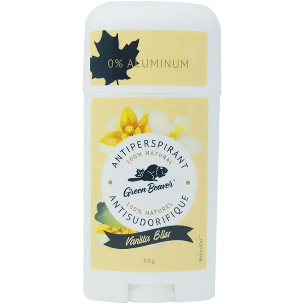 The Green Beaver Company Bliss natural aluminum-free antiperspirant stick front view packaging