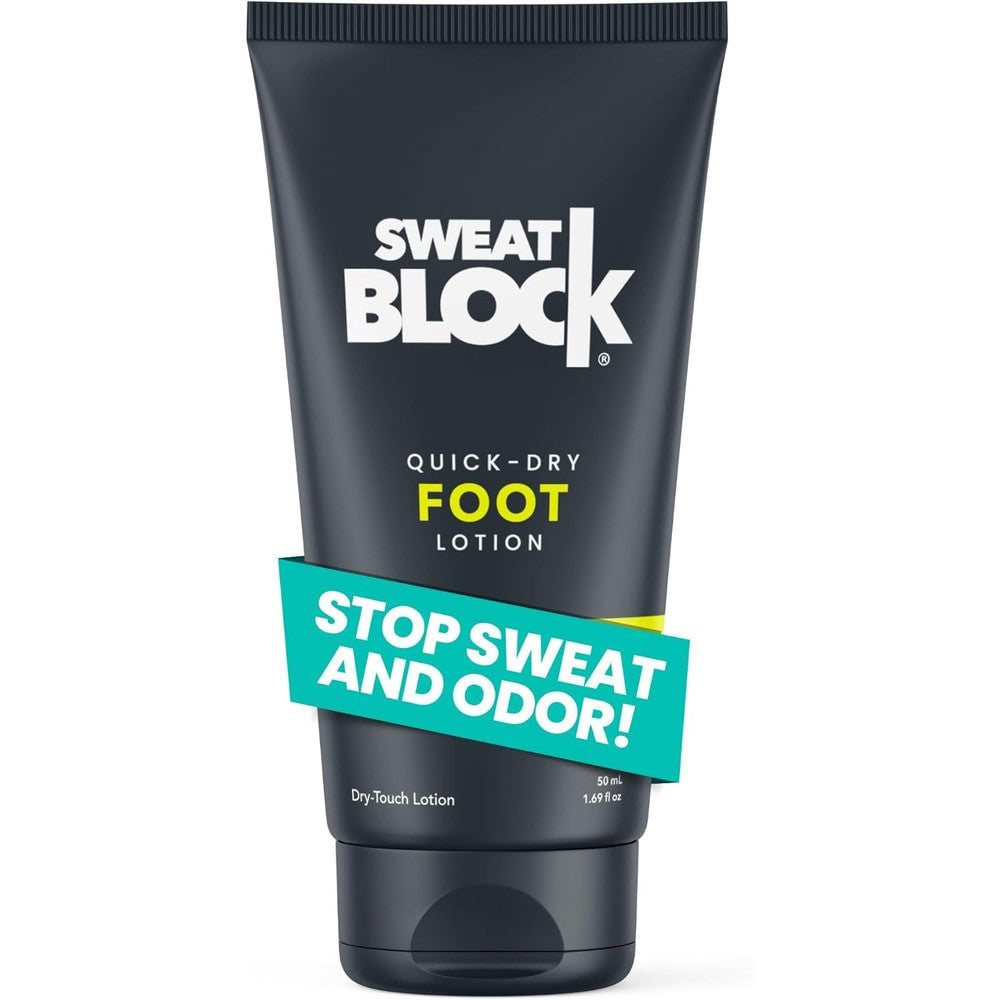 SweatBlock foot antiperspirant lotion front view bottle