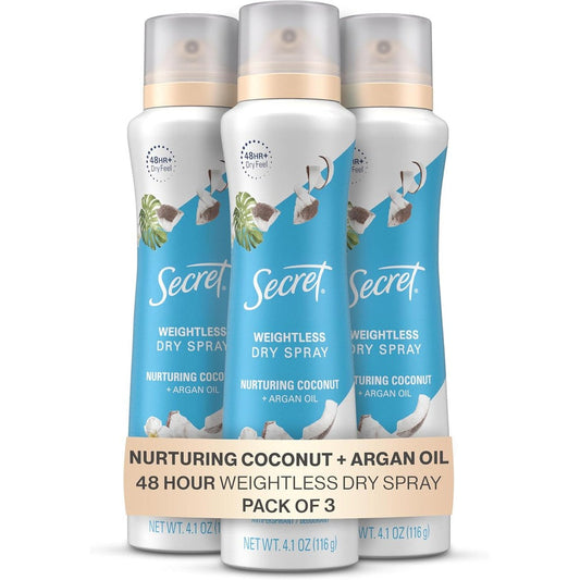 Secret Nurturing Coconut and Argan Oil Dry Spray 3-Pack front view