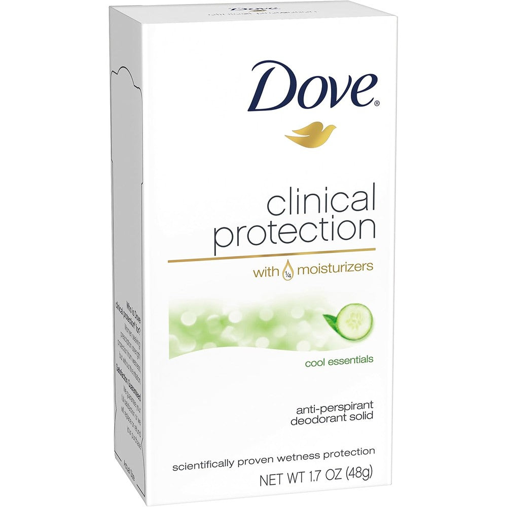 Dove Clinical Protection Cool Essentials Antiperspirant Solid front view authentic beauty product
