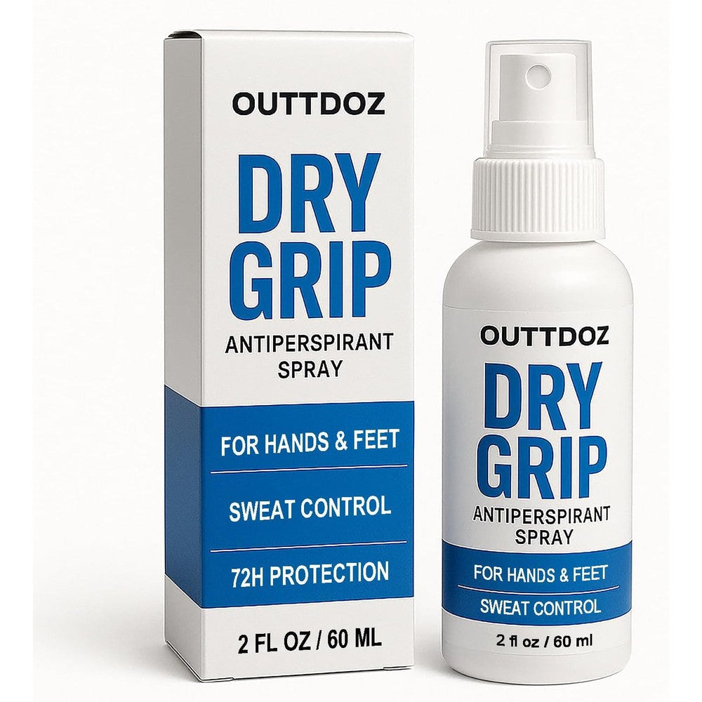 Outtdoz DryGrip Antiperspirant Spray front view bottle packaging